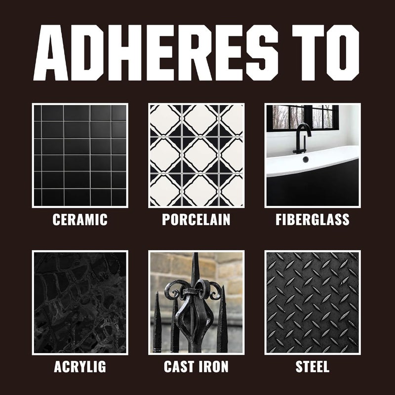 SENVEN Tub Tile Spray Paint Black Gloss, Waterproof Shower Spray Bathtub Tile Paint Refinishing Kit for Metal, Tiles, Ceramic, Porcelain, Fiberglass, Bathroom Walls Bathtubs Sinks Countertops Toilets, 4pack - Image 2